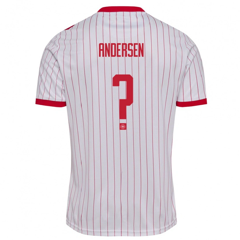 Danxen Hombre Camiseta Dinamarca Frej Elkjær #0 Blanco Rojo 2ª Equipación 26-28 La Camisa México