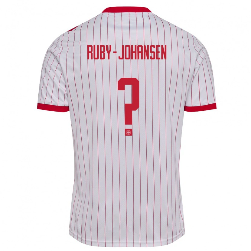 Danxen Hombre Camiseta Dinamarca Gustav Ruby-Johansen #0 Blanco Rojo 2ª Equipación 26-28 La Camisa México