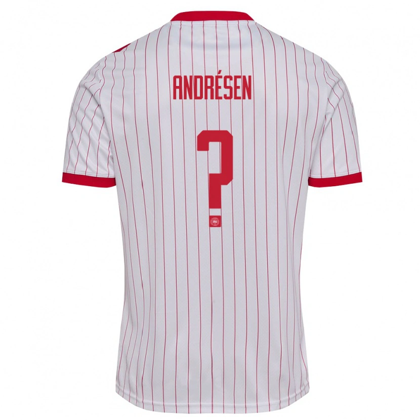 Danxen Hombre Camiseta Dinamarca Aske Andrésen #0 Blanco Rojo 2ª Equipación 26-28 La Camisa México