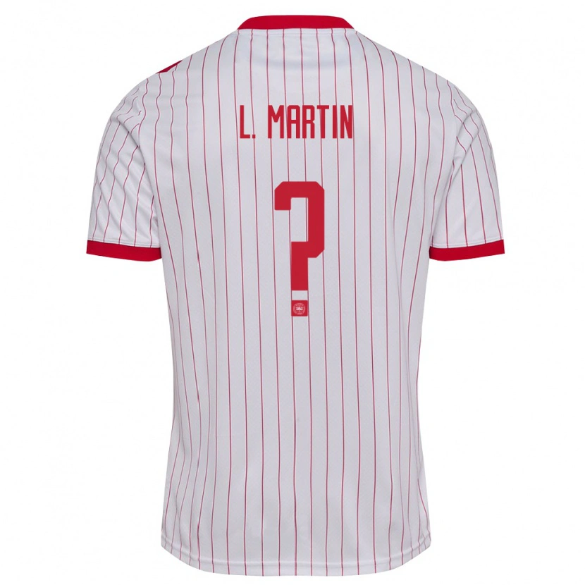 Danxen Hombre Camiseta Dinamarca Lucas Martin #0 Blanco Rojo 2ª Equipación 26-28 La Camisa México