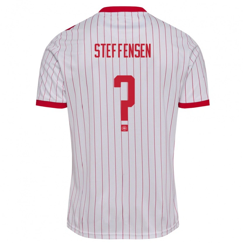Danxen Hombre Camiseta Dinamarca Mark Steffensen #0 Blanco Rojo 2ª Equipación 26-28 La Camisa México