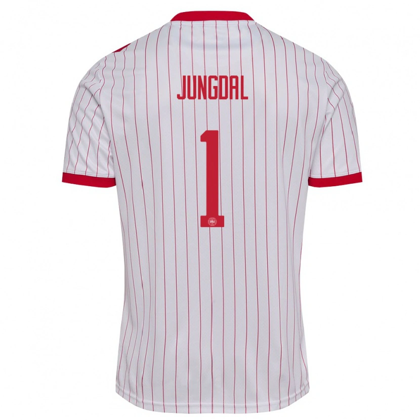 Danxen Hombre Camiseta Dinamarca Andreas Jungdal #1 Blanco Rojo 2ª Equipación 26-28 La Camisa México
