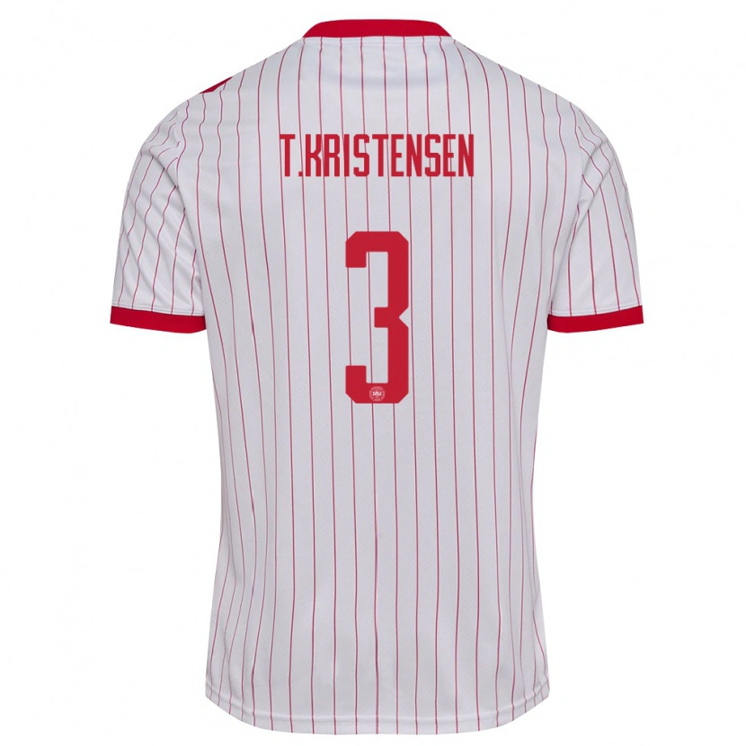 Danxen Hombre Camiseta Dinamarca Thomas Kristensen #3 Blanco Rojo 2ª Equipación 26-28 La Camisa México
