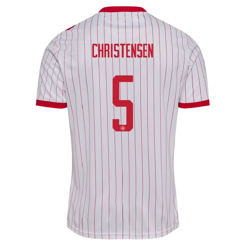 Danxen Hombre Camiseta Dinamarca Aske Christensen #5 Blanco Rojo 2ª Equipación 26-28 La Camisa México