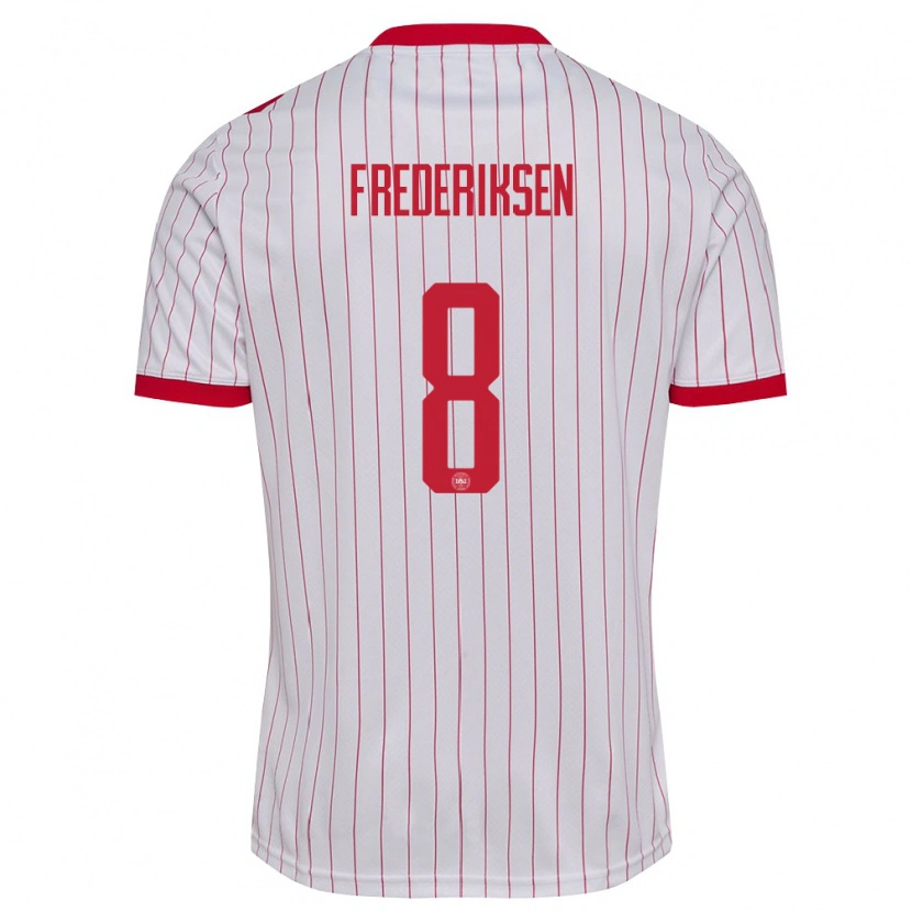Danxen Hombre Camiseta Dinamarca Albert Frederiksen #8 Blanco Rojo 2ª Equipación 26-28 La Camisa México