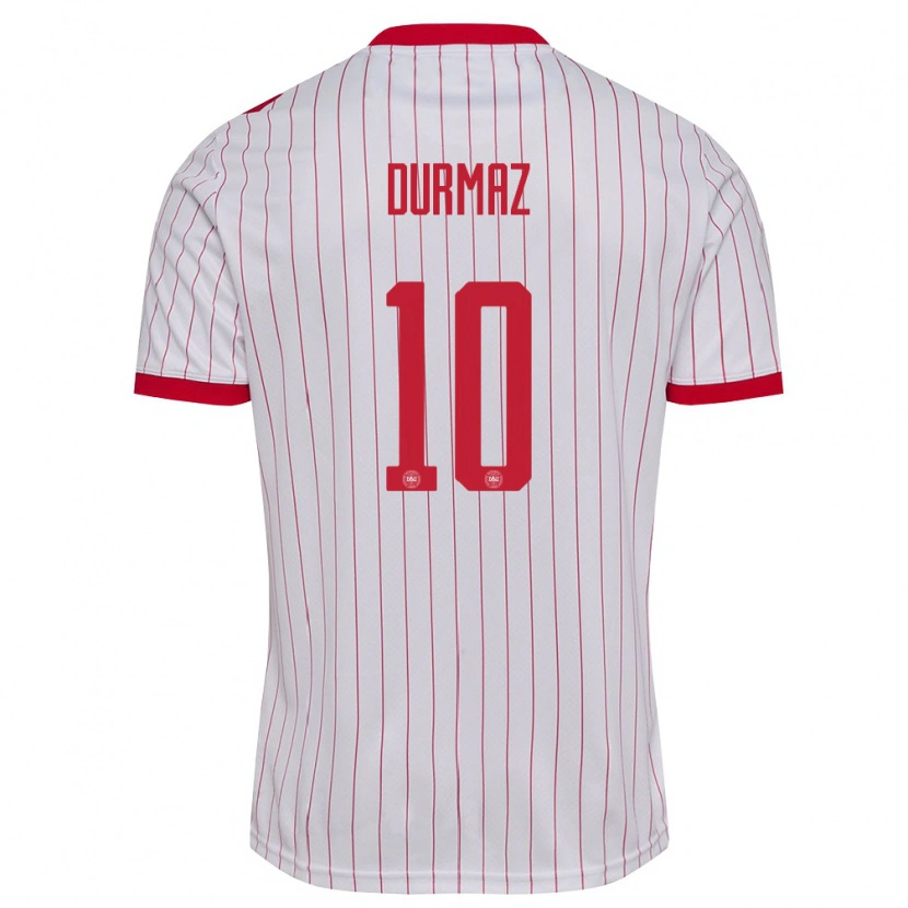 Danxen Hombre Camiseta Dinamarca Arda Durmaz #10 Blanco Rojo 2ª Equipación 26-28 La Camisa México