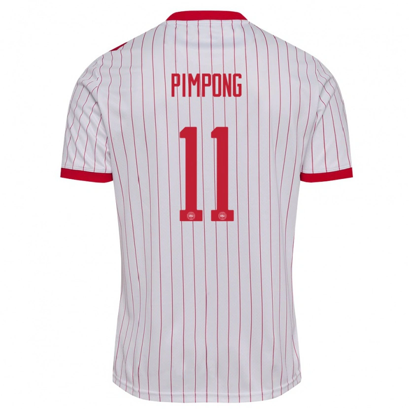 Danxen Hombre Camiseta Dinamarca Malik Pimpong #11 Blanco Rojo 2ª Equipación 26-28 La Camisa México