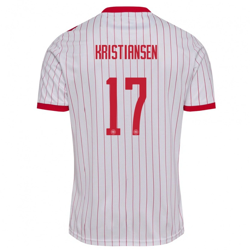Danxen Hombre Camiseta Dinamarca Victor Kristiansen #17 Blanco Rojo 2ª Equipación 26-28 La Camisa México