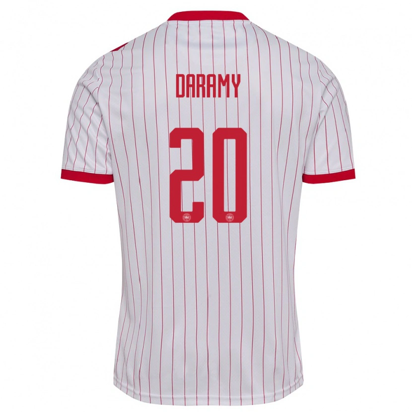 Danxen Hombre Camiseta Dinamarca Mohamed Daramy #20 Blanco Rojo 2ª Equipación 26-28 La Camisa México