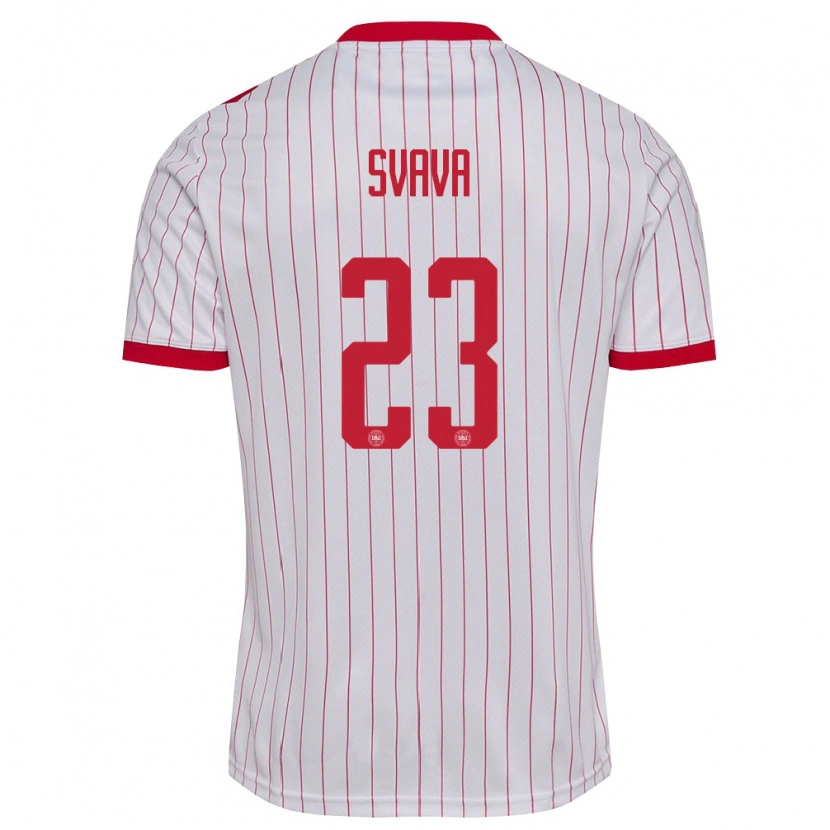 Danxen Hombre Camiseta Dinamarca Sofie Svava #23 Blanco Rojo 2ª Equipación 26-28 La Camisa México