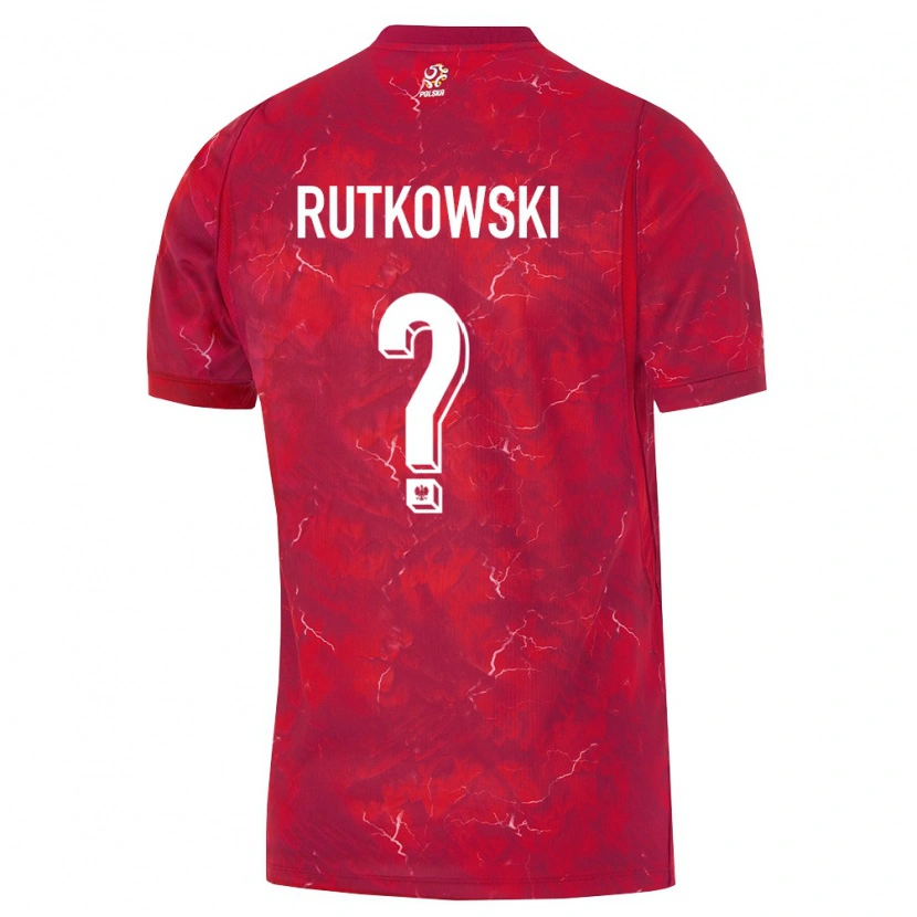Danxen Hombre Camiseta Polonia David Rutkowski #0 Rojo Blanco 2ª Equipación 26-28 La Camisa México