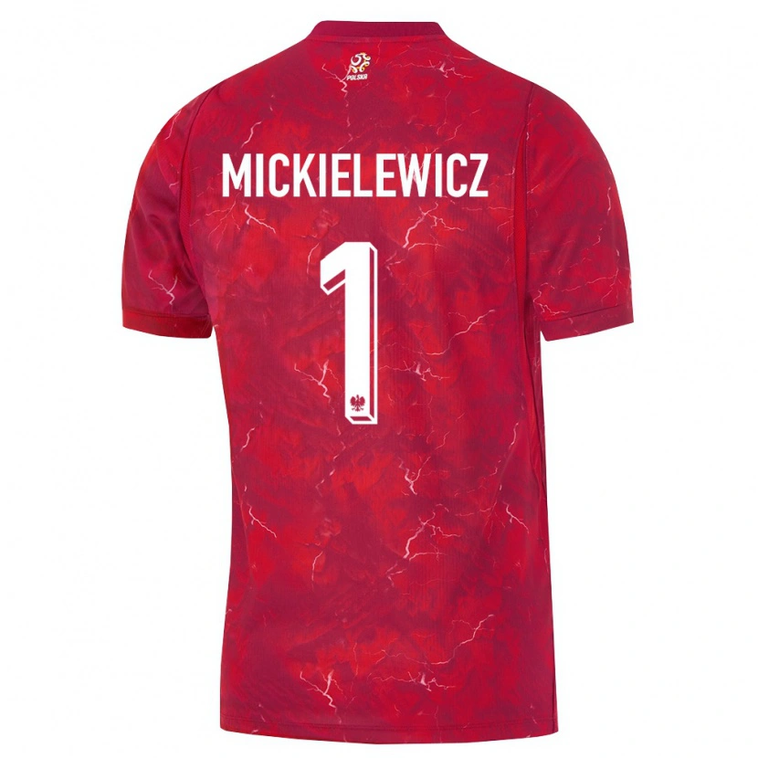 Danxen Hombre Camiseta Polonia Aleksander Mickielewicz #1 Rojo Blanco 2ª Equipación 26-28 La Camisa México