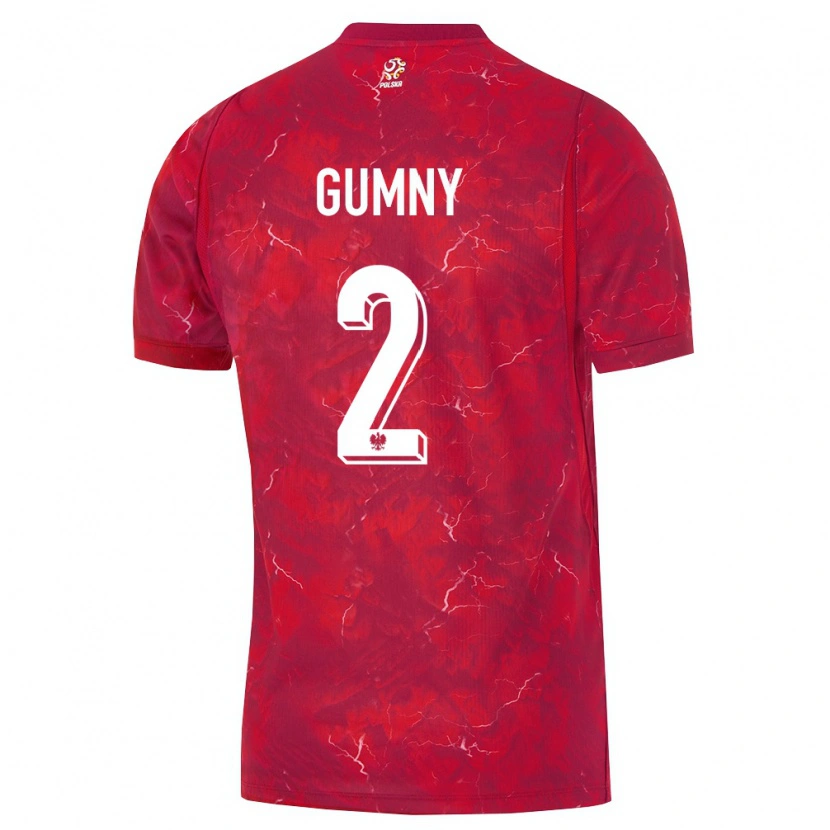 Danxen Hombre Camiseta Polonia Robert Gumny #2 Rojo Blanco 2ª Equipación 26-28 La Camisa México