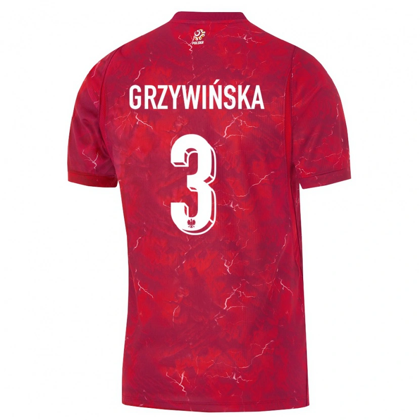 Danxen Hombre Camiseta Polonia Gabriela Grzywinska #3 Rojo Blanco 2ª Equipación 26-28 La Camisa México