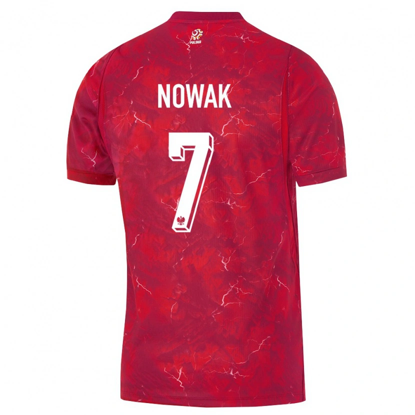Danxen Hombre Camiseta Polonia Wiktor Nowak #7 Rojo Blanco 2ª Equipación 26-28 La Camisa México
