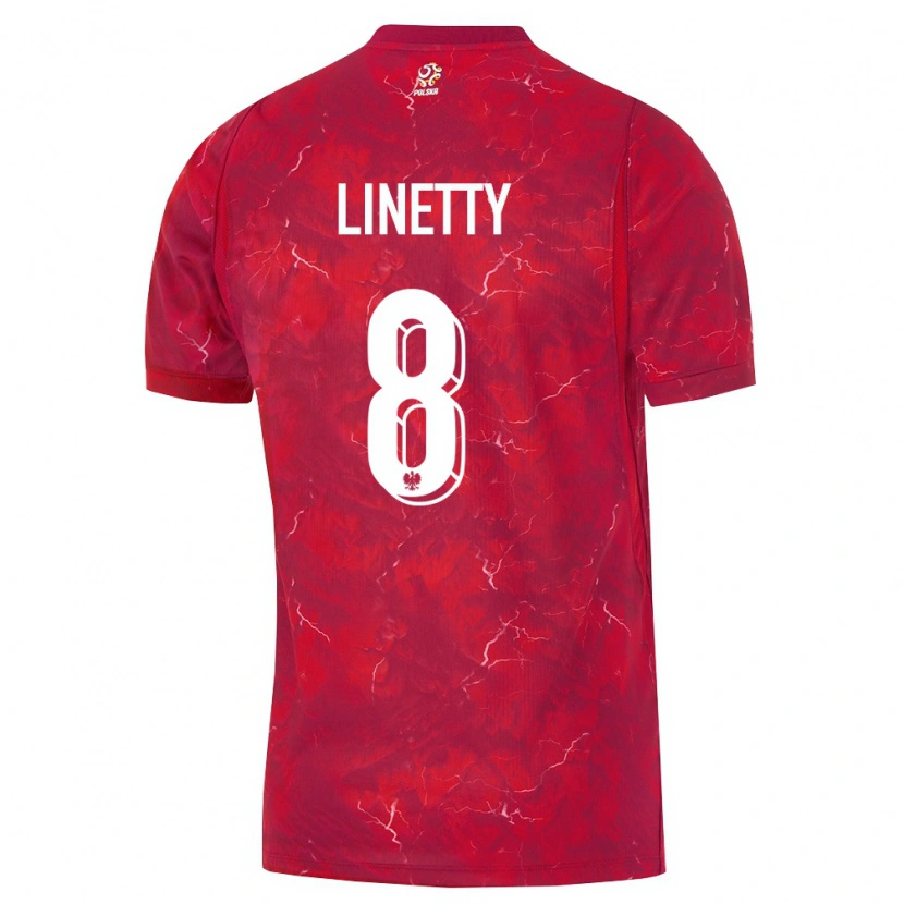 Danxen Hombre Camiseta Polonia Karol Linetty #8 Rojo Blanco 2ª Equipación 26-28 La Camisa México