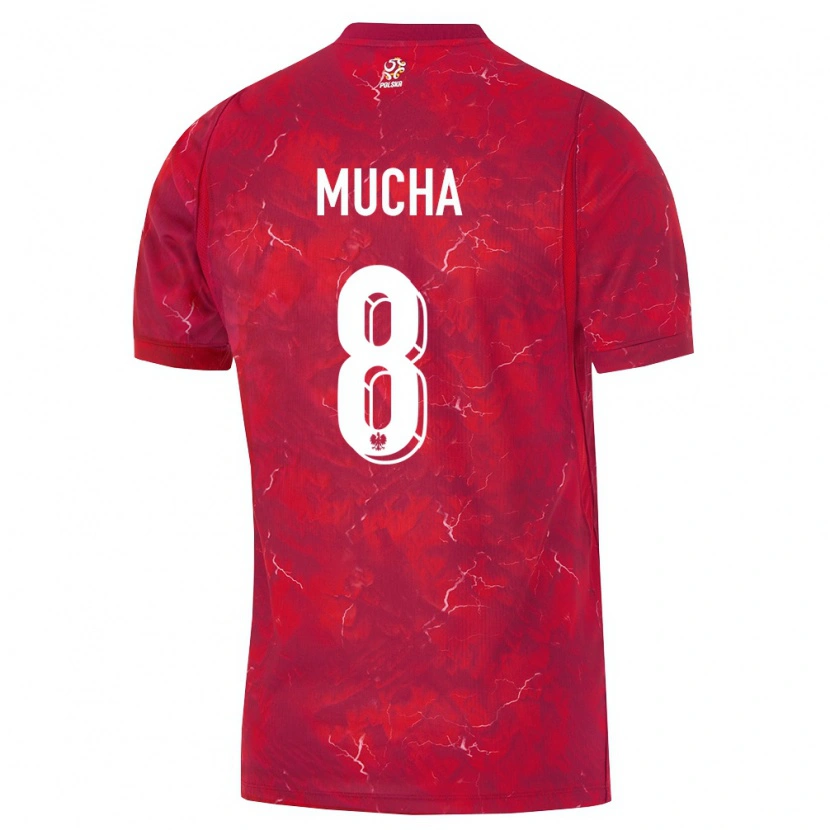 Danxen Hombre Camiseta Polonia Szczepan Mucha #8 Rojo Blanco 2ª Equipación 26-28 La Camisa México