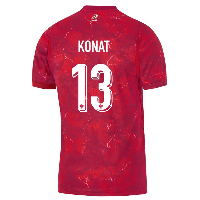 Danxen Hombre Camiseta Polonia Katarzyna Konat #13 Rojo Blanco 2ª Equipación 26-28 La Camisa México