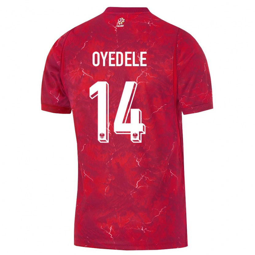 Danxen Hombre Camiseta Polonia Maximillian Oyedele #14 Rojo Blanco 2ª Equipación 26-28 La Camisa México