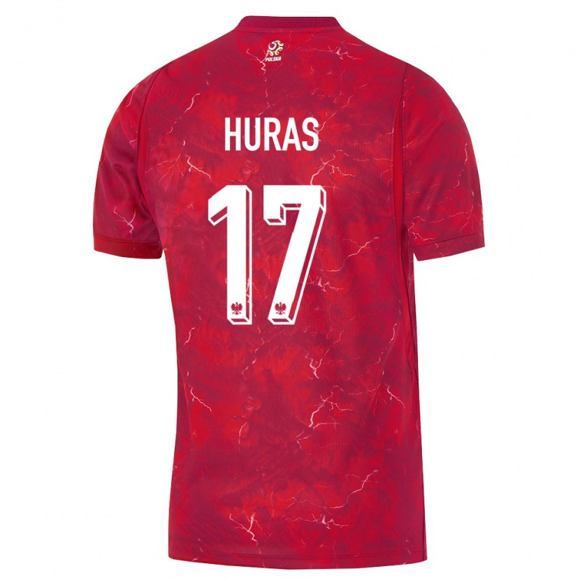 Danxen Hombre Camiseta Polonia Mike Huras #17 Rojo Blanco 2ª Equipación 26-28 La Camisa México