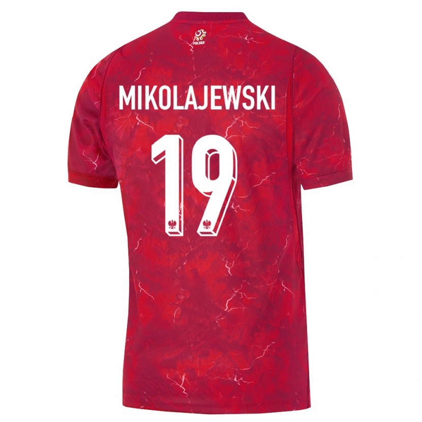 Danxen Hombre Camiseta Polonia Daniel Mikolajewski #19 Rojo Blanco 2ª Equipación 26-28 La Camisa México