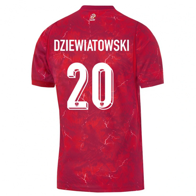 Danxen Hombre Camiseta Polonia Mateusz Dziewiatowski #20 Rojo Blanco 2ª Equipación 26-28 La Camisa México