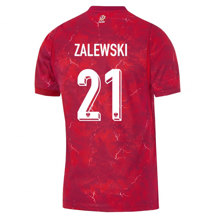 Danxen Hombre Camiseta Polonia Nicola Zalewski #21 Rojo Blanco 2ª Equipación 26-28 La Camisa México