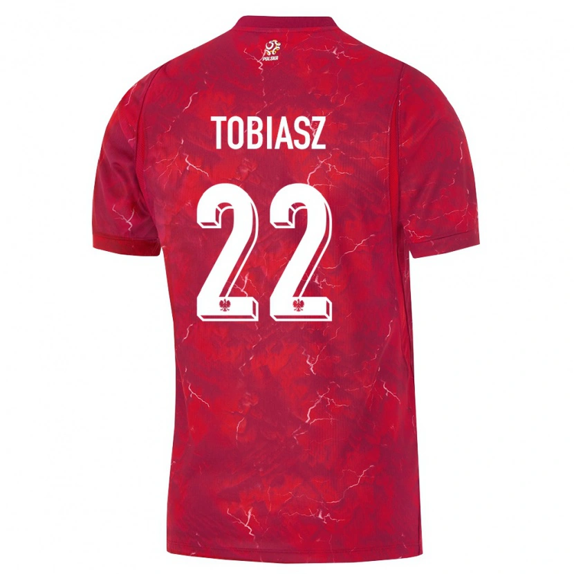 Danxen Hombre Camiseta Polonia Kacper Tobiasz #22 Rojo Blanco 2ª Equipación 26-28 La Camisa México