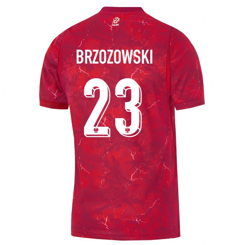 Danxen Hombre Camiseta Polonia Milosz Brzozowski #23 Rojo Blanco 2ª Equipación 26-28 La Camisa México