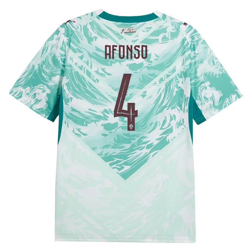 Danxen Hombre Camiseta Portugal Nicolás Afonso #4 Azul Cielo Blanco Verde 2ª Equipación 26-28 La Camisa México