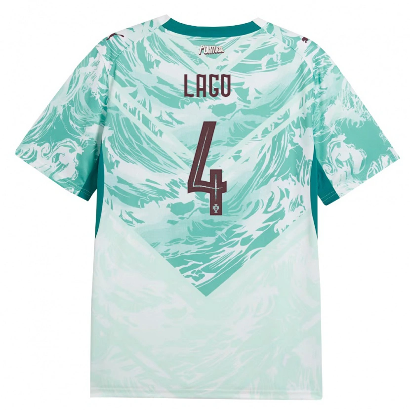 Danxen Hombre Camiseta Portugal Duarte Lago #4 Azul Cielo Blanco Verde 2ª Equipación 26-28 La Camisa México