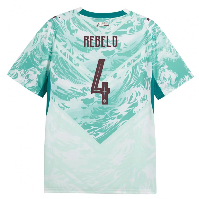 Danxen Hombre Camiseta Portugal Silvia Rebelo #4 Azul Cielo Blanco Verde 2ª Equipación 26-28 La Camisa México