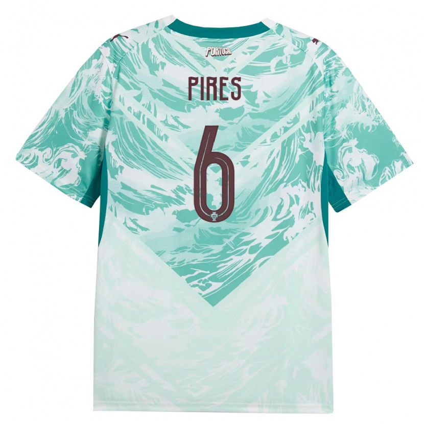 Danxen Hombre Camiseta Portugal Suzane Pires #6 Azul Cielo Blanco Verde 2ª Equipación 26-28 La Camisa México