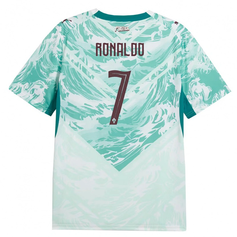 Danxen Hombre Camiseta Portugal Cristiano Ronaldo #7 Azul Cielo Blanco Verde 2ª Equipación 26-28 La Camisa México