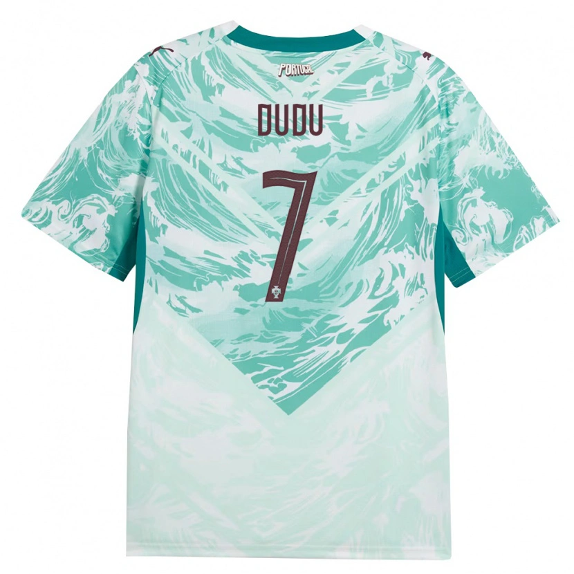 Danxen Hombre Camiseta Portugal Dudu #7 Azul Cielo Blanco Verde 2ª Equipación 26-28 La Camisa México