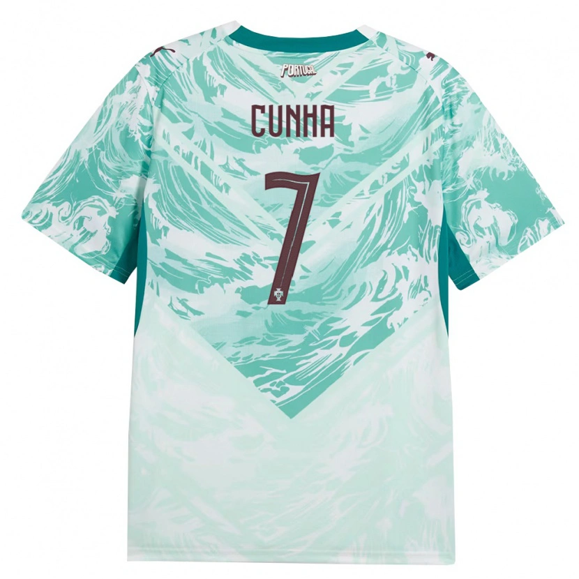 Danxen Hombre Camiseta Portugal Duarte Cunha #7 Azul Cielo Blanco Verde 2ª Equipación 26-28 La Camisa México
