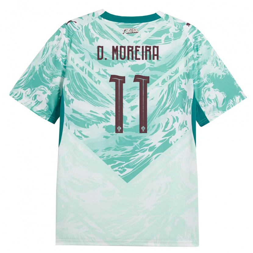 Danxen Hombre Camiseta Portugal Diego Moreira #11 Azul Cielo Blanco Verde 2ª Equipación 26-28 La Camisa México