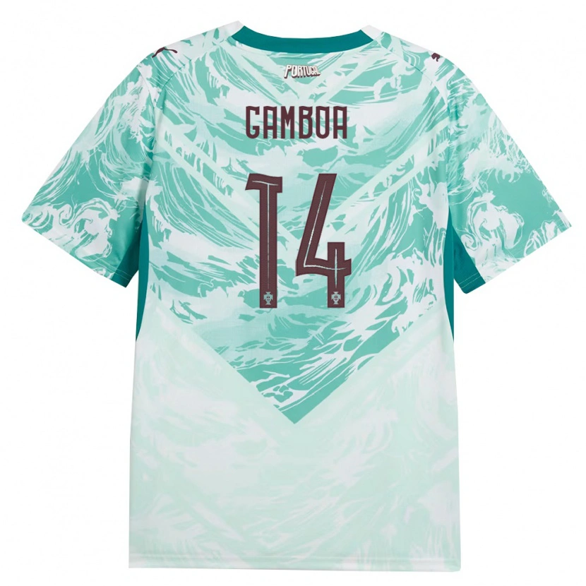Danxen Hombre Camiseta Portugal Sandro Gambôa #14 Azul Cielo Blanco Verde 2ª Equipación 26-28 La Camisa México