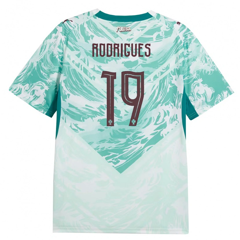 Danxen Hombre Camiseta Portugal Tiago Rodrigues #19 Azul Cielo Blanco Verde 2ª Equipación 26-28 La Camisa México