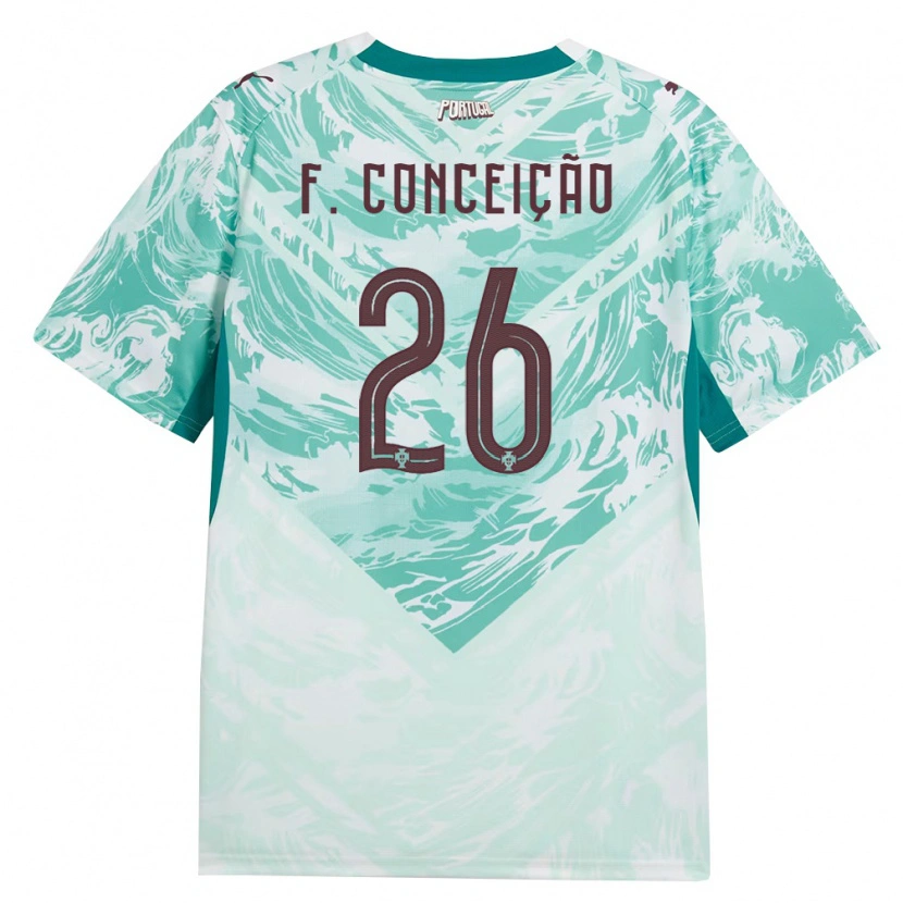 Danxen Hombre Camiseta Portugal Francisco Conceição #26 Azul Cielo Blanco Verde 2ª Equipación 26-28 La Camisa México
