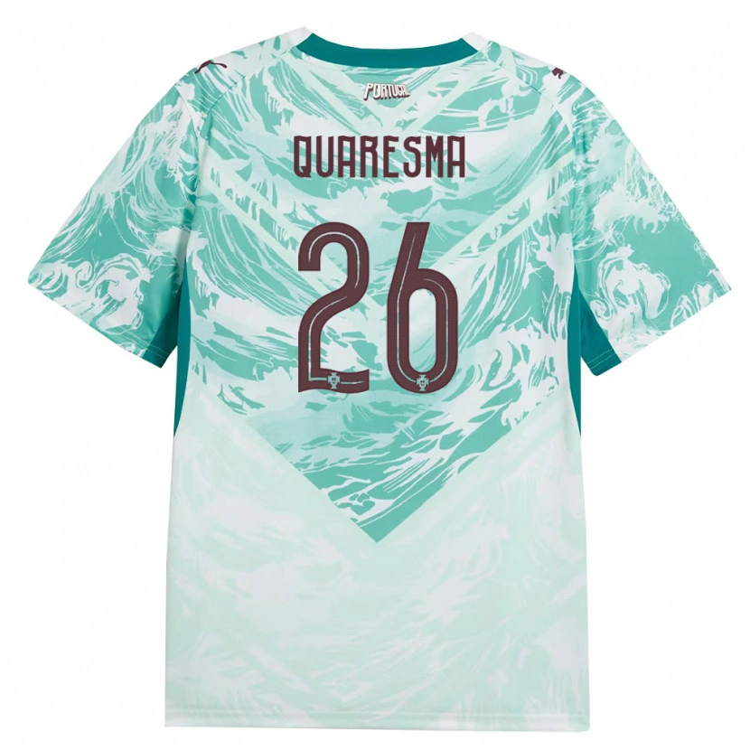 Danxen Hombre Camiseta Portugal Eduardo Quaresma #26 Azul Cielo Blanco Verde 2ª Equipación 26-28 La Camisa México