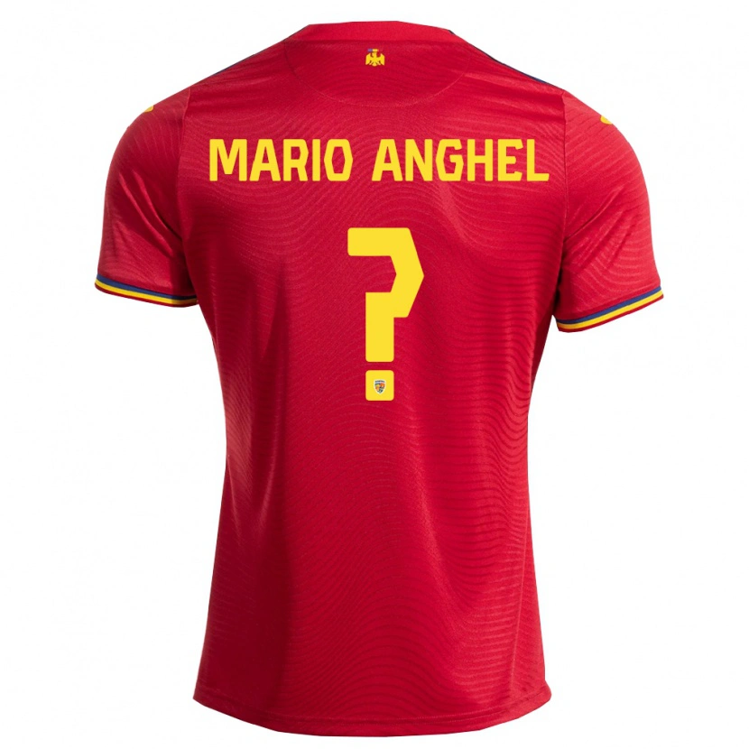 Danxen Hombre Camiseta Rumania Mario Anghel #0 Rojo Marino Amarillo 2ª Equipación 26-28 La Camisa México