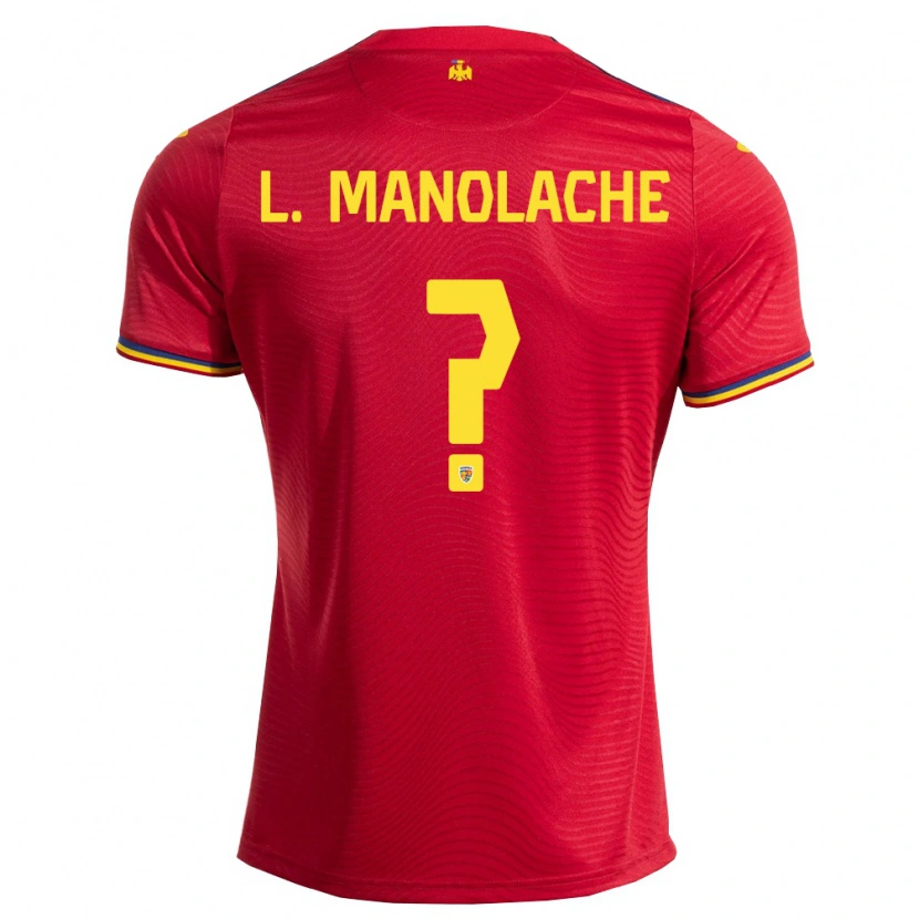 Danxen Hombre Camiseta Rumania Luca Manolache #0 Rojo Marino Amarillo 2ª Equipación 26-28 La Camisa México