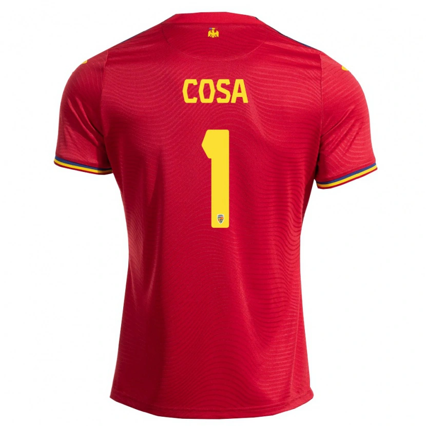 Danxen Hombre Camiseta Rumania Tudor Coşa #1 Rojo Marino Amarillo 2ª Equipación 26-28 La Camisa México