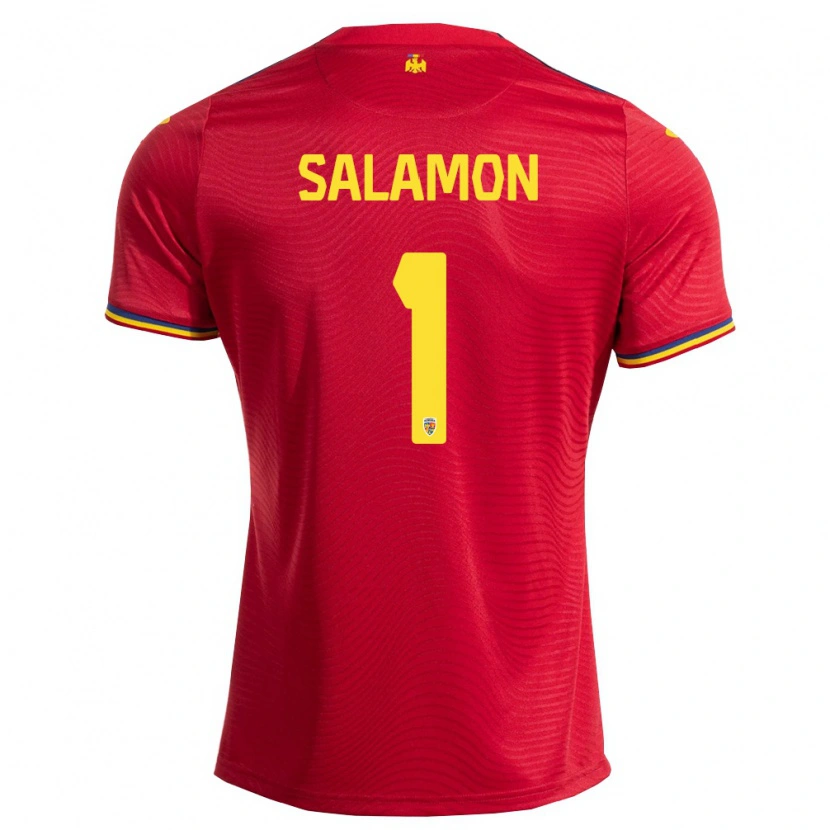 Danxen Hombre Camiseta Rumania Szidonia Salamon #1 Rojo Marino Amarillo 2ª Equipación 26-28 La Camisa México