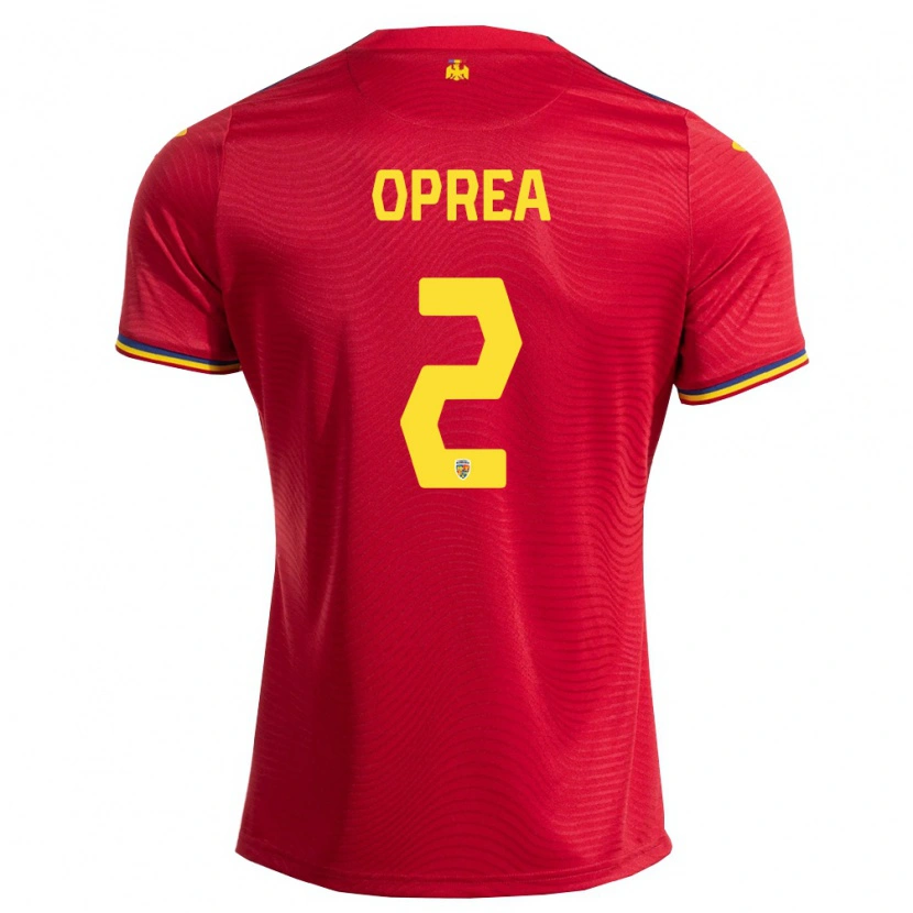 Danxen Hombre Camiseta Rumania Olivia Oprea #2 Rojo Marino Amarillo 2ª Equipación 26-28 La Camisa México