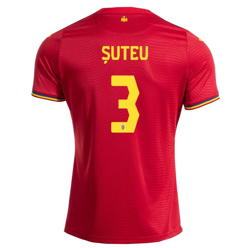Danxen Hombre Camiseta Rumania Alexandru Șuteu #3 Rojo Marino Amarillo 2ª Equipación 26-28 La Camisa México