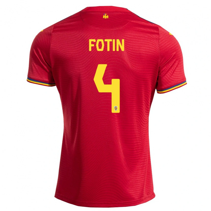 Danxen Hombre Camiseta Rumania Rareș Fotin #4 Rojo Marino Amarillo 2ª Equipación 26-28 La Camisa México