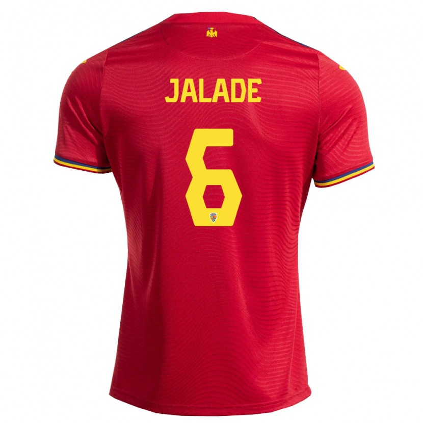 Danxen Hombre Camiseta Rumania Robert Jălade #6 Rojo Marino Amarillo 2ª Equipación 26-28 La Camisa México
