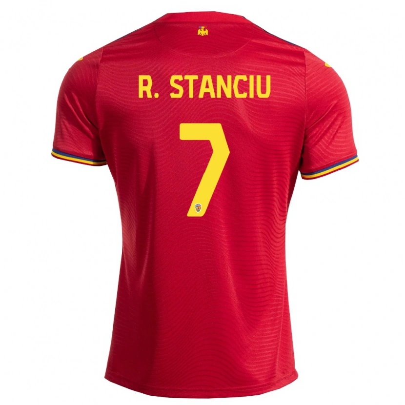 Danxen Hombre Camiseta Rumania Raul Stanciu #7 Rojo Marino Amarillo 2ª Equipación 26-28 La Camisa México